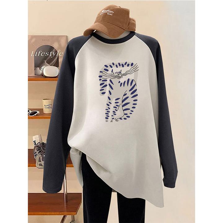 2025新款插肩磨毛长袖t恤女秋冬季中长款加厚过臀内搭打底衫上衣