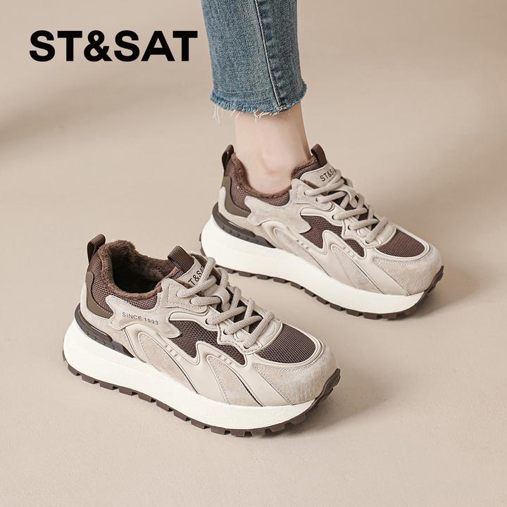 星期六加绒阿甘鞋女士2025秋冬季棉鞋休闲运动网红复古保暖雪地靴