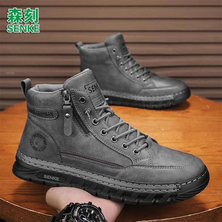 男鞋2025高帮秋季英伦风复古简约户外登舒适时尚百搭高帮休闲鞋