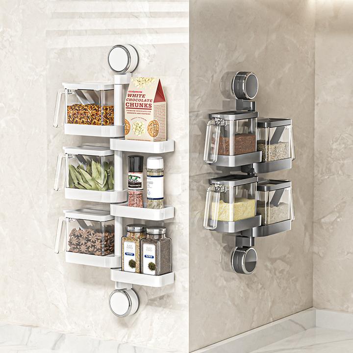 博仕奥吸盘调料盒墙挂式厨房家用高颜值盐罐调料收纳盒新款调料罐