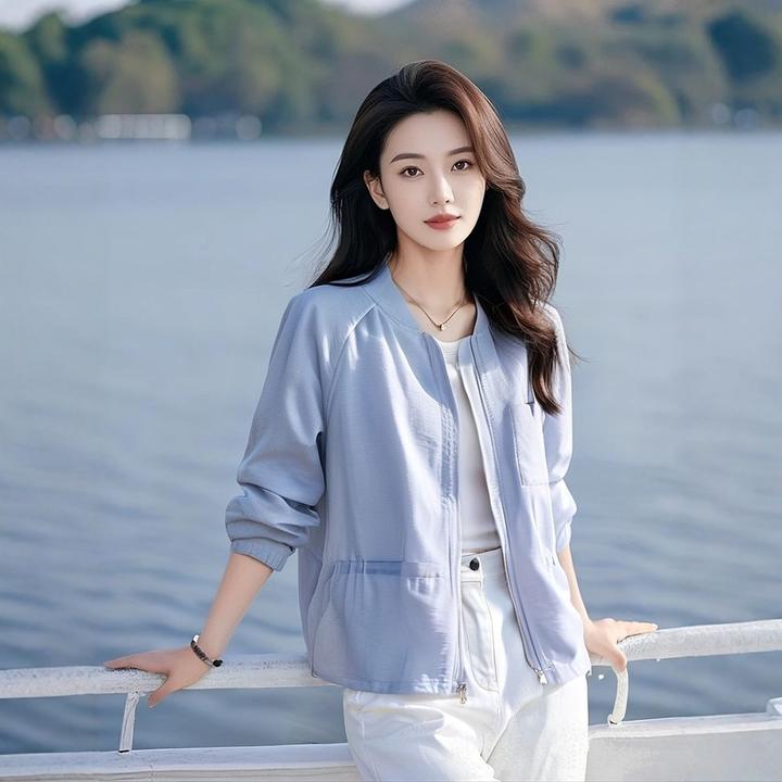 轻薄透气夹克棒球服女2025夏季新款透气防晒衣休闲运动短款外套女
