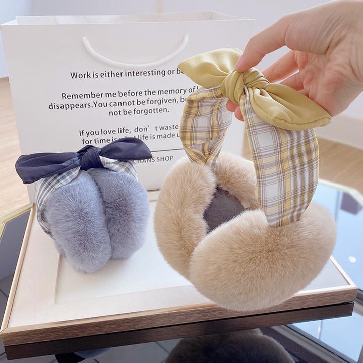 新款冬保暖耳罩女耳套蝴蝶结耳捂子耳包加厚毛绒可爱学生骑车防风