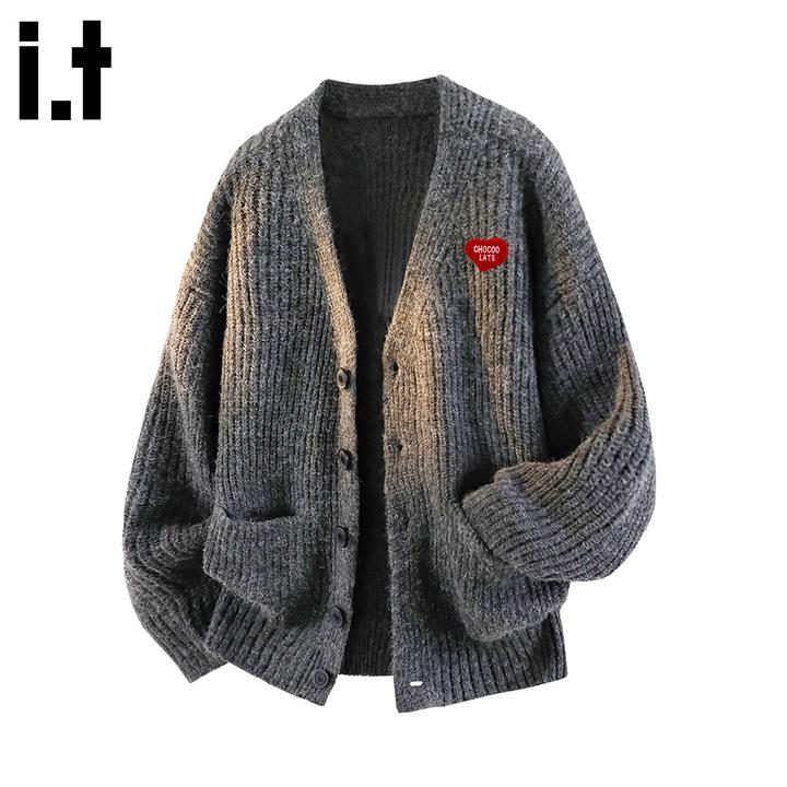 i.t:CHOCOOLATE慵懒开衫毛衣男士秋冬季高级感百搭休闲针织衫外套