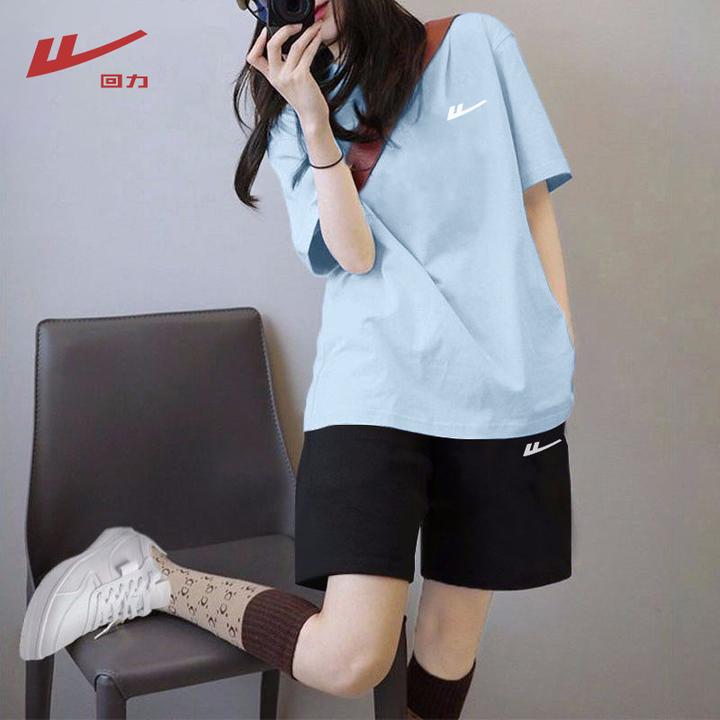 回力夏季新款休闲运动服2025新款套装女夏季宽松两件洋气衣服女