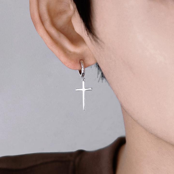 925银耳饰 十字架耳环男潮流嘻哈朋克耳钉高级感耳坠女独特不掉色