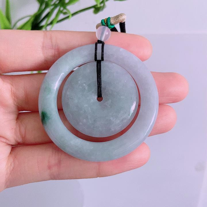 天然翡翠A货平安环子母平安扣挂坠