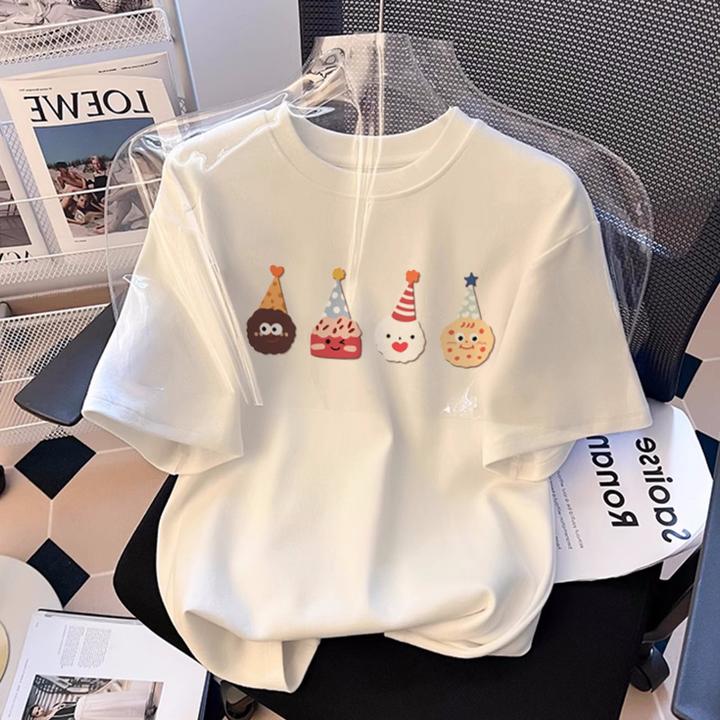 女童夏装纯棉短袖T恤女孩卡通印花洋气韩版半袖小众设计感上衣ins