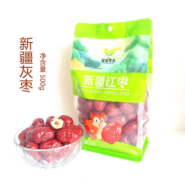 灰枣 肉厚核小 纯甜无酸 煮粥 煲汤 生吃 打豆浆富园500g新疆红枣