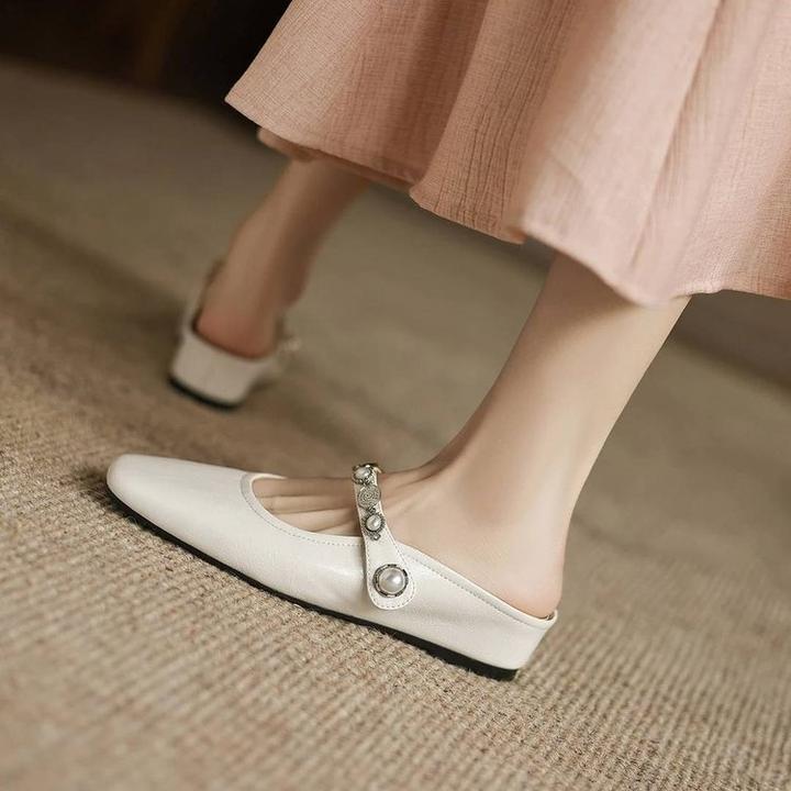 包头半拖鞋女夏季新款外穿时尚一脚蹬女鞋穆勒跟配裙子的凉拖单鞋