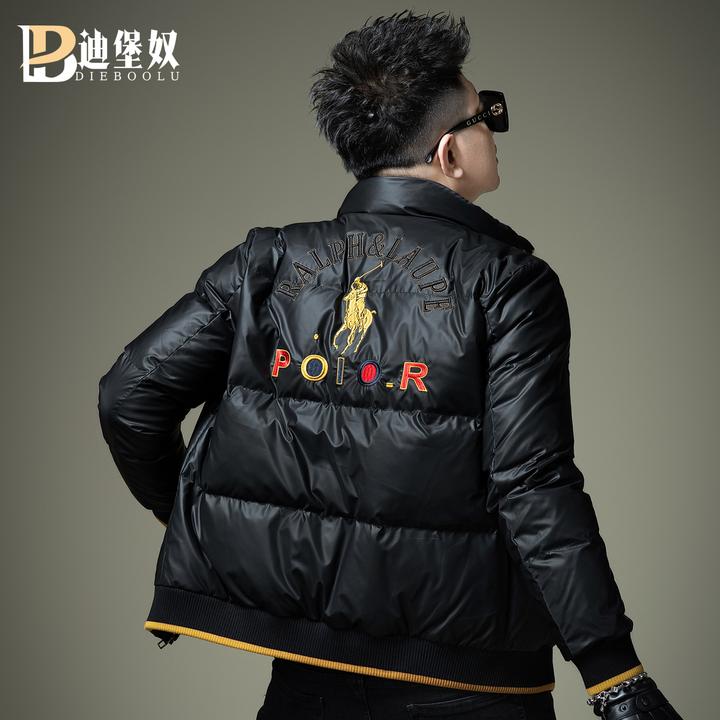 欧洲站刺绣立领羽绒服男冬季2025新款高端潮牌白鸭绒休闲保暖外套