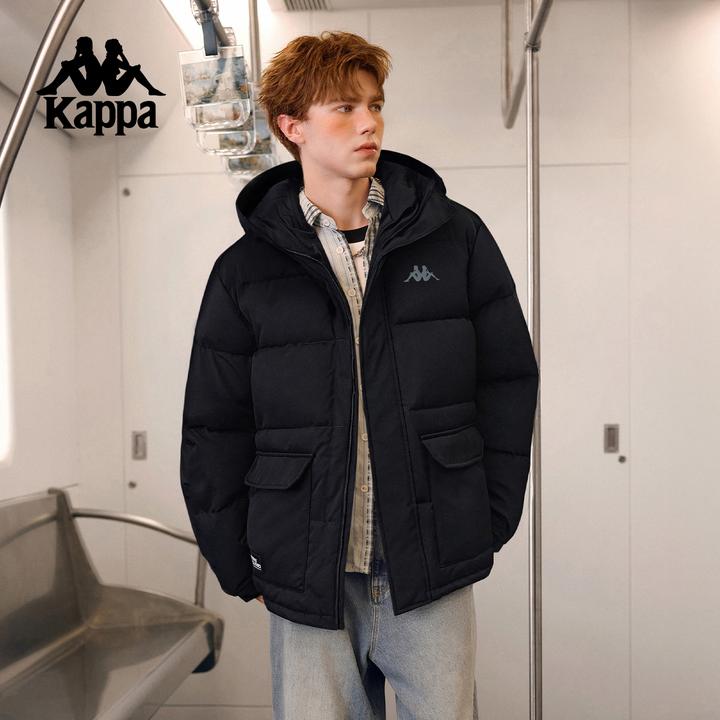 Kappa/卡帕新款运动羽绒服鸭绒男女款休闲连帽保暖羽绒服蓬松