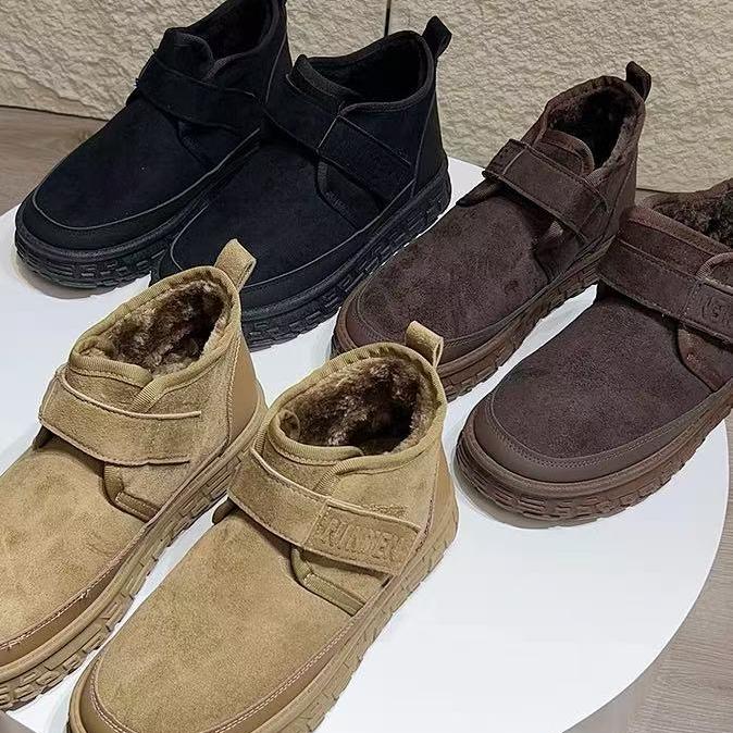 秋冬男士加绒加厚防滑厚底雪地靴百搭保暖棉单鞋
