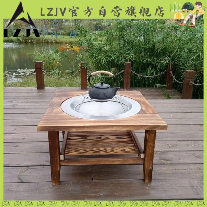 【LZJV】实木老式烤火盆铸铁炭火盆家用冬季取暖烤火炉室内炭盆烧d5
