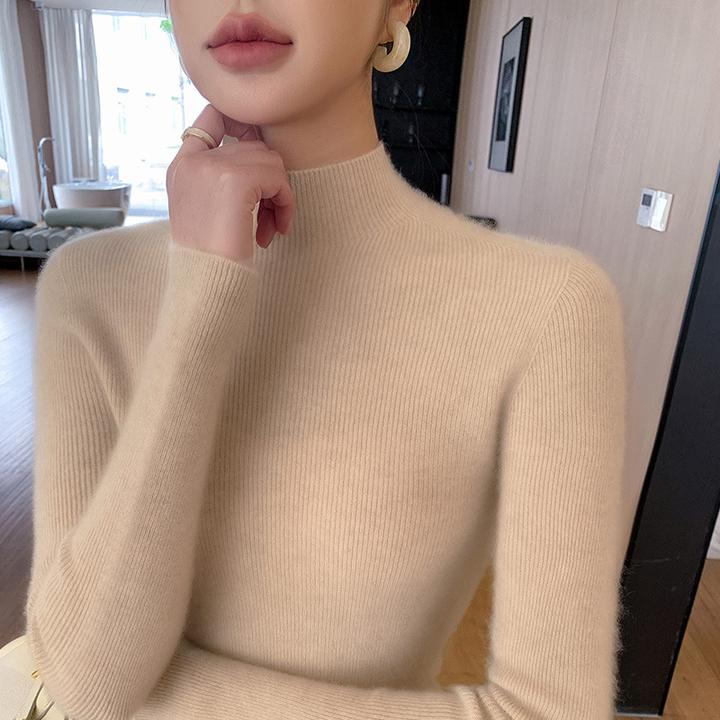 2025年秋冬新款半高领女修紧身纯色百搭时尚气质套头厚毛衣针织打