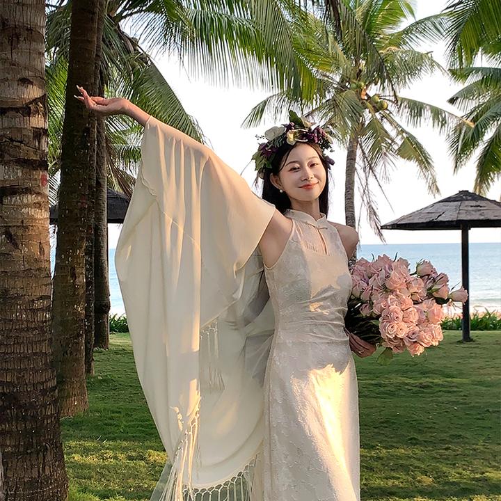 EIA一尧【I do 求婚裙】新中式国风清冷感改良旗袍长裙气质复古长裙