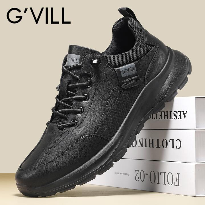G'VILL/贵之步秋冬新款真皮休闲皮鞋男士时尚百搭软底舒适旅游鞋