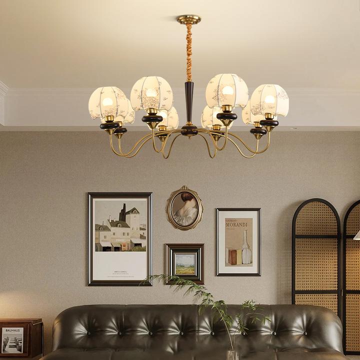 法式中古客厅吊灯2024款美式复古实木餐厅灯南洋风侘寂风卧室灯具