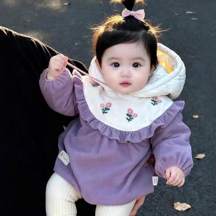 罩衣儿童1到3岁秋冬外穿防脏小公主围裙防水宝宝吃饭围兜婴儿反穿