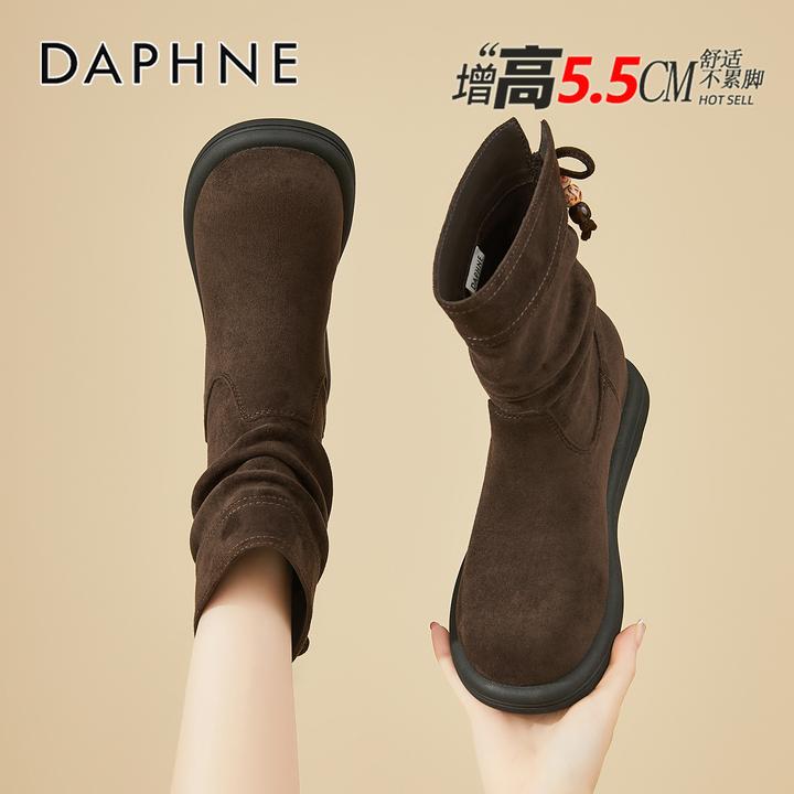 达芙妮复古美拉德西部牛仔短靴2025秋季爆款厚底内增高瘦瘦靴女靴