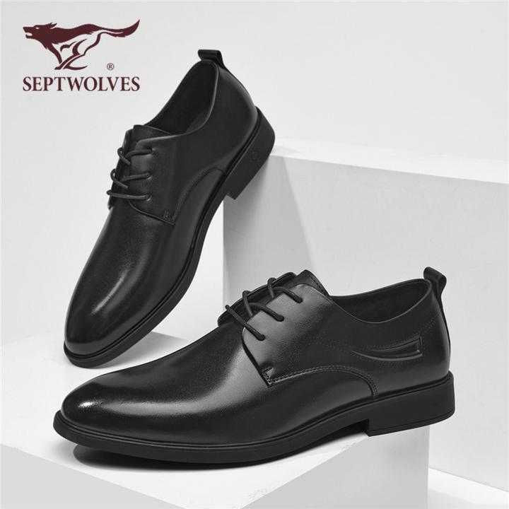 七匹狼秋季增高厚底男款商务皮鞋正装男士通勤上班结婚休闲鞋0005
