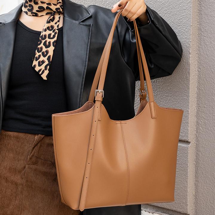 真皮秋冬新款托特包包高级感百搭牛皮纯色通勤包大容量单肩腋下包