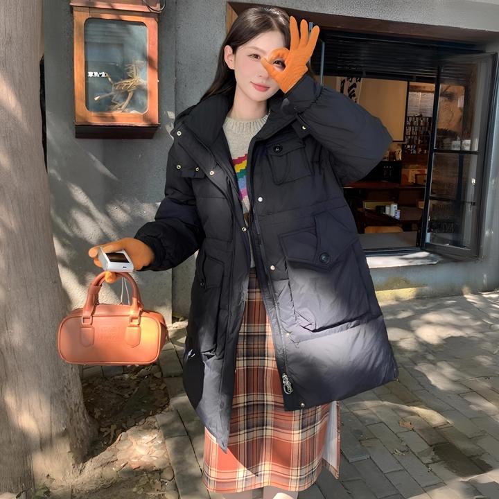 玛古芭连帽羽绒服女中长款冬季加厚保暖外套小个子少女风新款外套