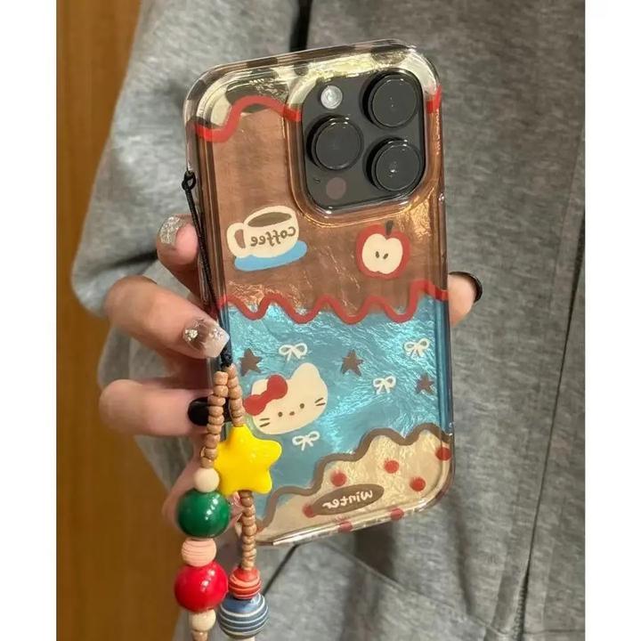 棕蓝纹理苹果kt猫适用苹果17Pro16promax手机壳iPhone15pro冰川纹