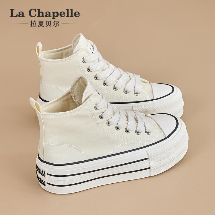 【琥珀流光】拉夏贝尔时尚厚底高帮帆布鞋女明星同款百搭运动板鞋子