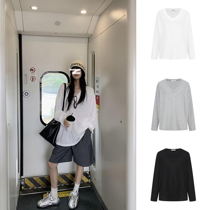 Moses Queen/魔西女王慵懒风防晒长袖罩衫T恤宽松薄款显瘦上衣