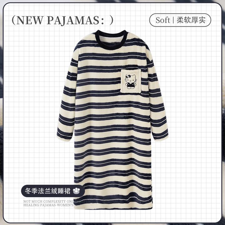 性感睡衣女款爆款2025新款法兰绒加厚加绒珊瑚绒秋冬季家居服睡裙