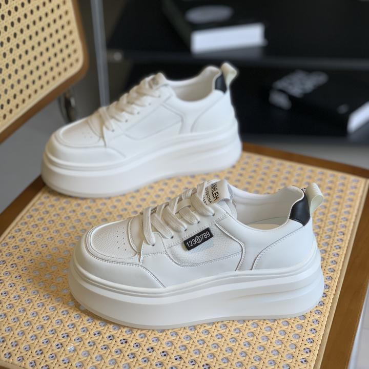 厚底鞋6CM增高显腿长小个子女鞋2025秋季新款韩版百搭真皮小白鞋