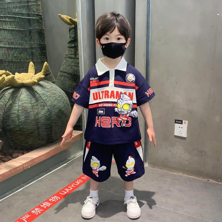 奥特曼衣服2025新款男童夏季套装帅气时髦宝宝短袖POLO衫儿童装潮