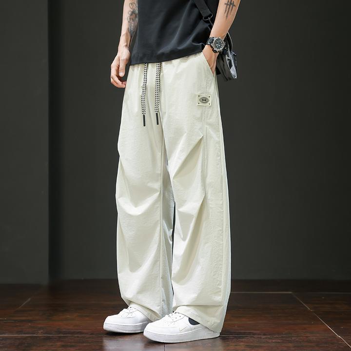 夏季薄款透气长裤男孩高中初中学生冰丝休闲裤青少年大童直筒裤子