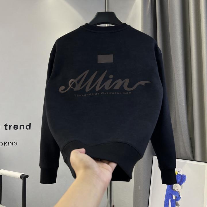 潮流个性字母印花圆领卫衣男士2025秋冬加绒设计感情侣款打底上衣