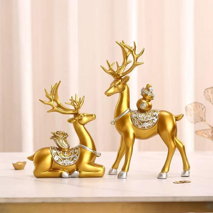 OIMG酒柜装饰品金鹿摆件轻奢高档家居客厅电视柜工艺品乔迁礼品