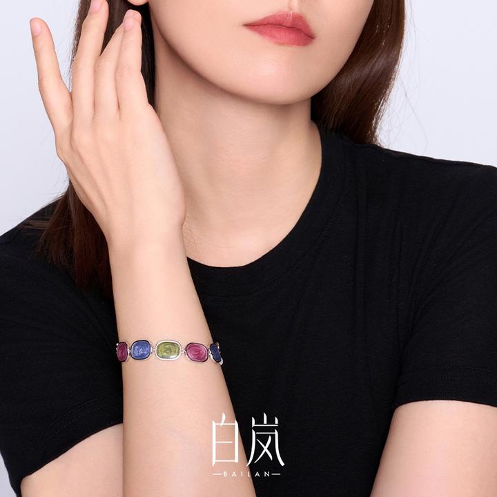 925银手链 【618上新】白岚厝色手链轻奢小众彩色设计饰品女SL3893