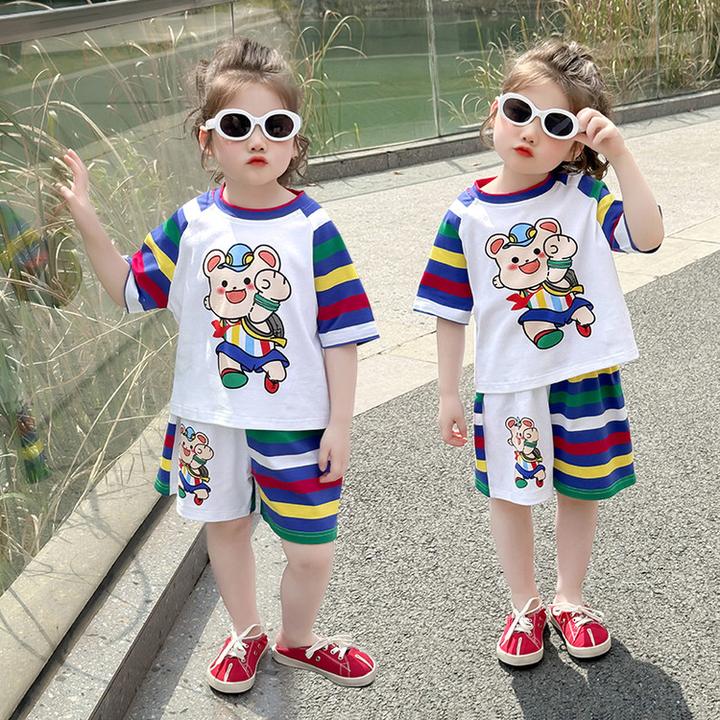 儿童套装夏季2025新款洋气女童短袖短裤时髦宝宝运动两件套夏装潮