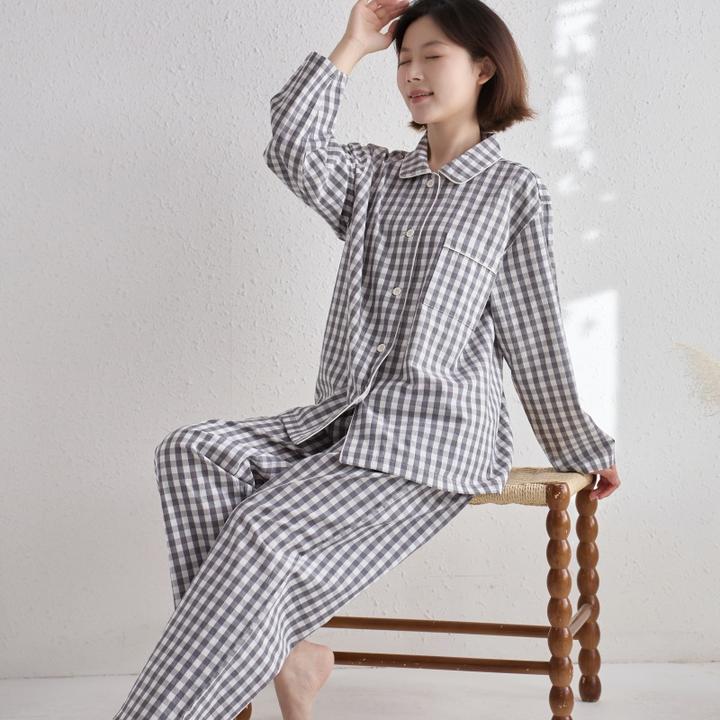 有斐/Youfeel 全棉简约水洗棉家居服春秋女士睡衣