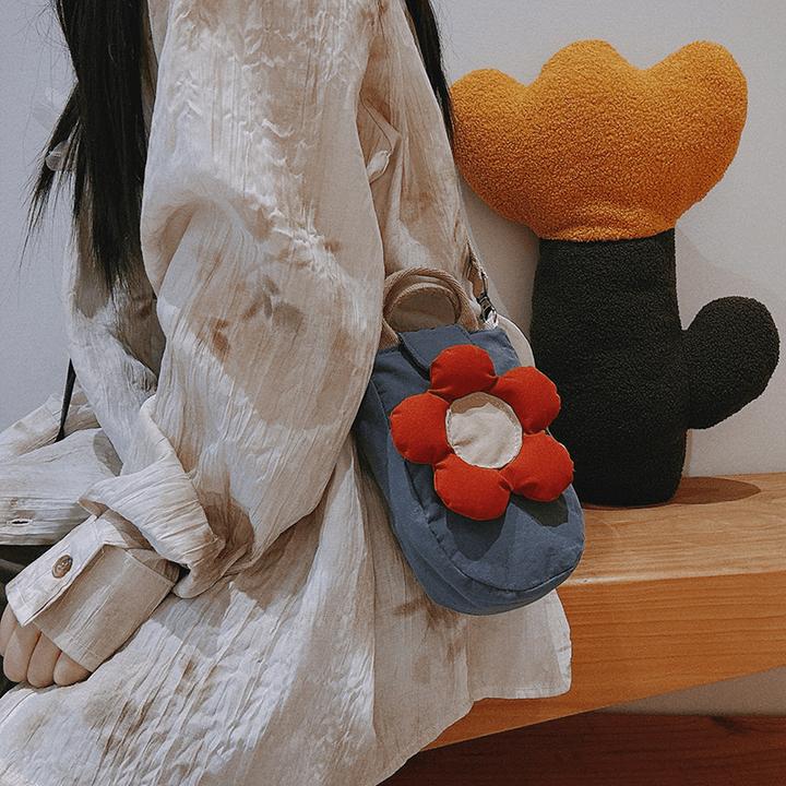 三色补丁花儿手机包可爱小包包百搭单肩包女原创小众设计斜挎包