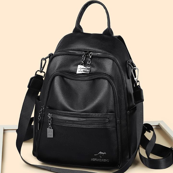 袋鼠蔓蔓雅源双肩包2025新款休闲简约软皮女士旅行书包大容量背包