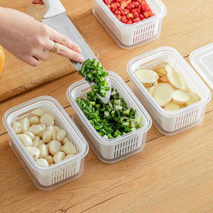 葱姜蒜收纳盒冰箱辣椒香菜保鲜盒厨房专用沥水备菜盒香葱蒜末葱花