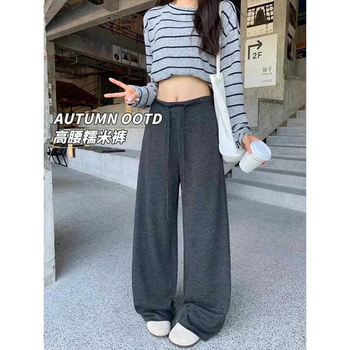 印像家【宽腰头糯米裤】老钱风直筒阔腿裤秋冬慵懒风显瘦拖地休闲裤