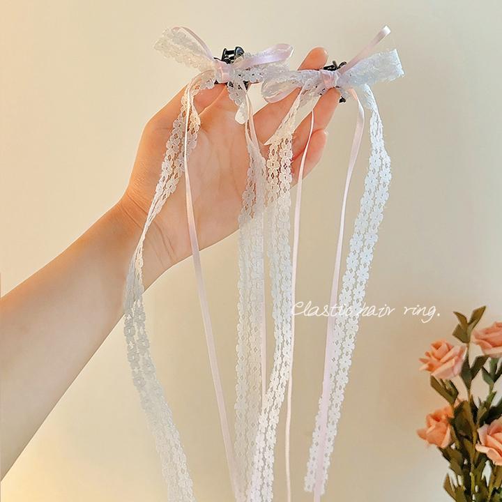 蕾丝丝带发夹小抓夹2025新款高端发饰女后脑勺夹子儿童蝴蝶结侧边