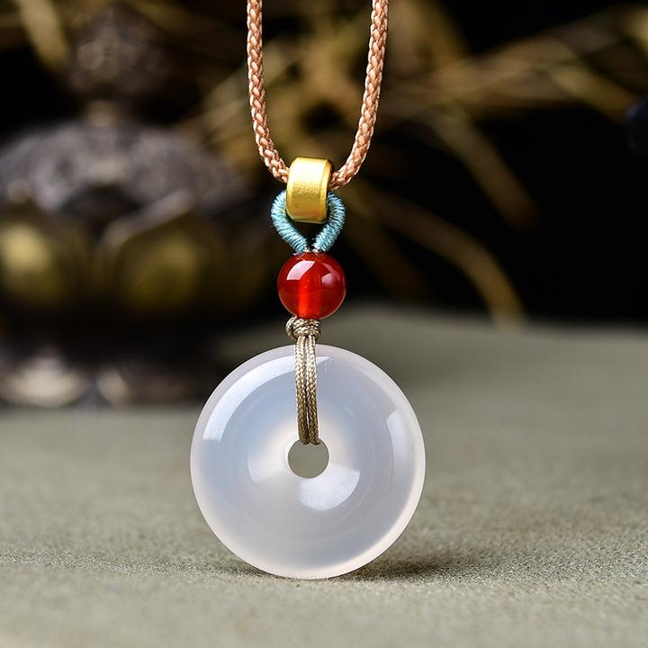 天然冰种白玛瑙平安扣吊坠经典款玉髓支持鉴定男女款时尚精美百搭