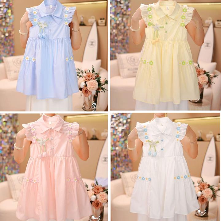 【花儿与天空】2025女童田园风夏季淑女棉布裙子夏季纯棉裙儿童洋气