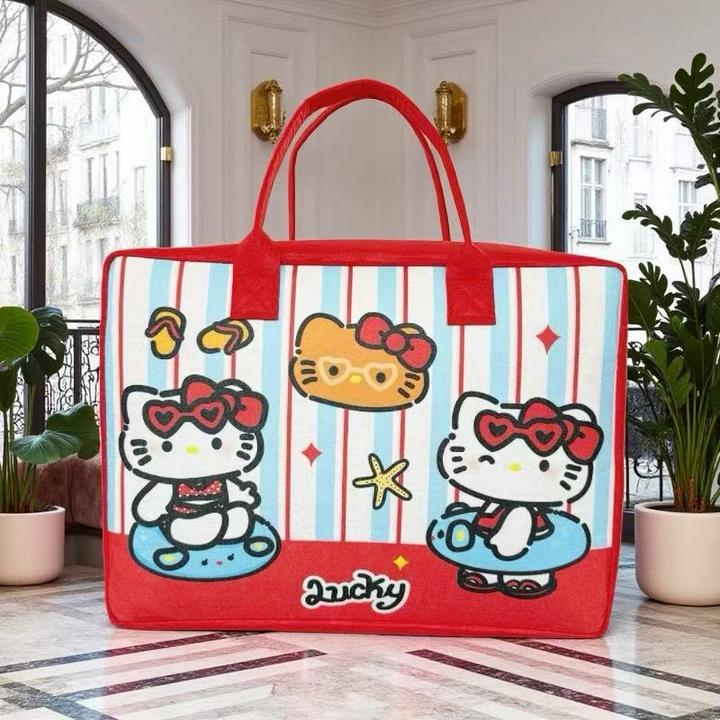 新款卡通毛毡包可爱手提包旅行包收纳包黄油小熊米可 KITTY猫包包
