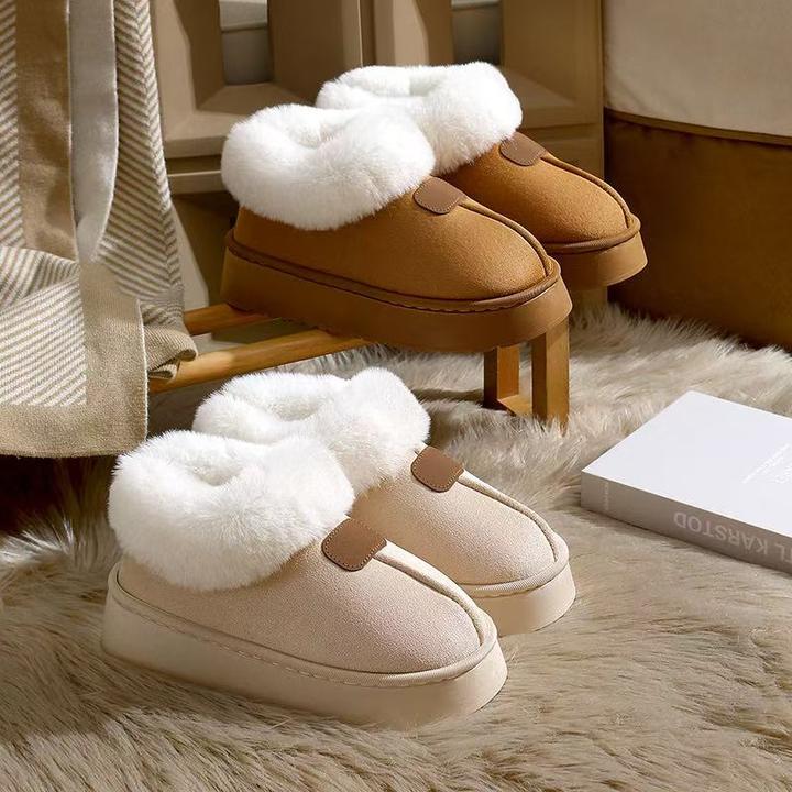 厚底冬靴鞋包跟美拉德棉鞋女士冬天外穿拖鞋室内家居家用防滑保暖