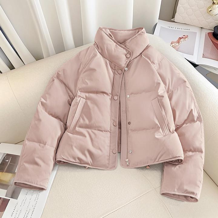 她池冬季90绒羽绒服女装简约宽松款立领外套短款T54B8032YA