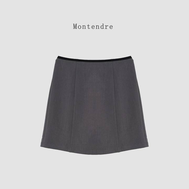 【MonTendre】春夏新款 R 时尚休闲风高腰短裙简约拼色百搭半身裙