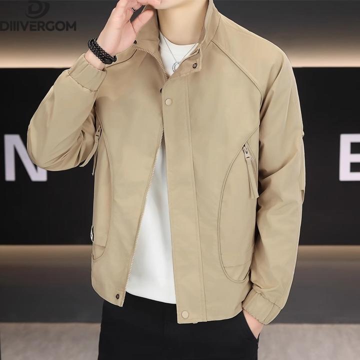 2025新款外套男士春秋季宽松立领夹克潮流休闲百搭简约男款上衣服